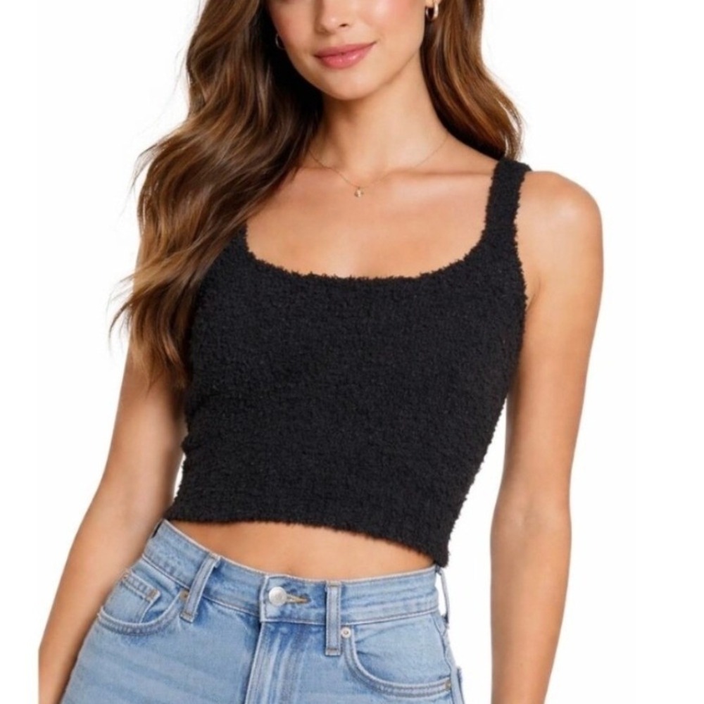 Skims Cozy Knit Boucle Tank in Onyx Size 2X/3X
